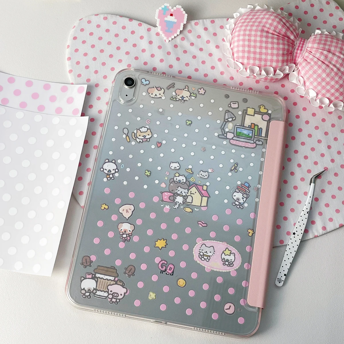 WAKAWAKA Polka Dot Transfer Sticker 4 Colors 5 Sheets Different Sizes for Scrapbook Journal Phone Laptop Decoration Aesthetic Cu