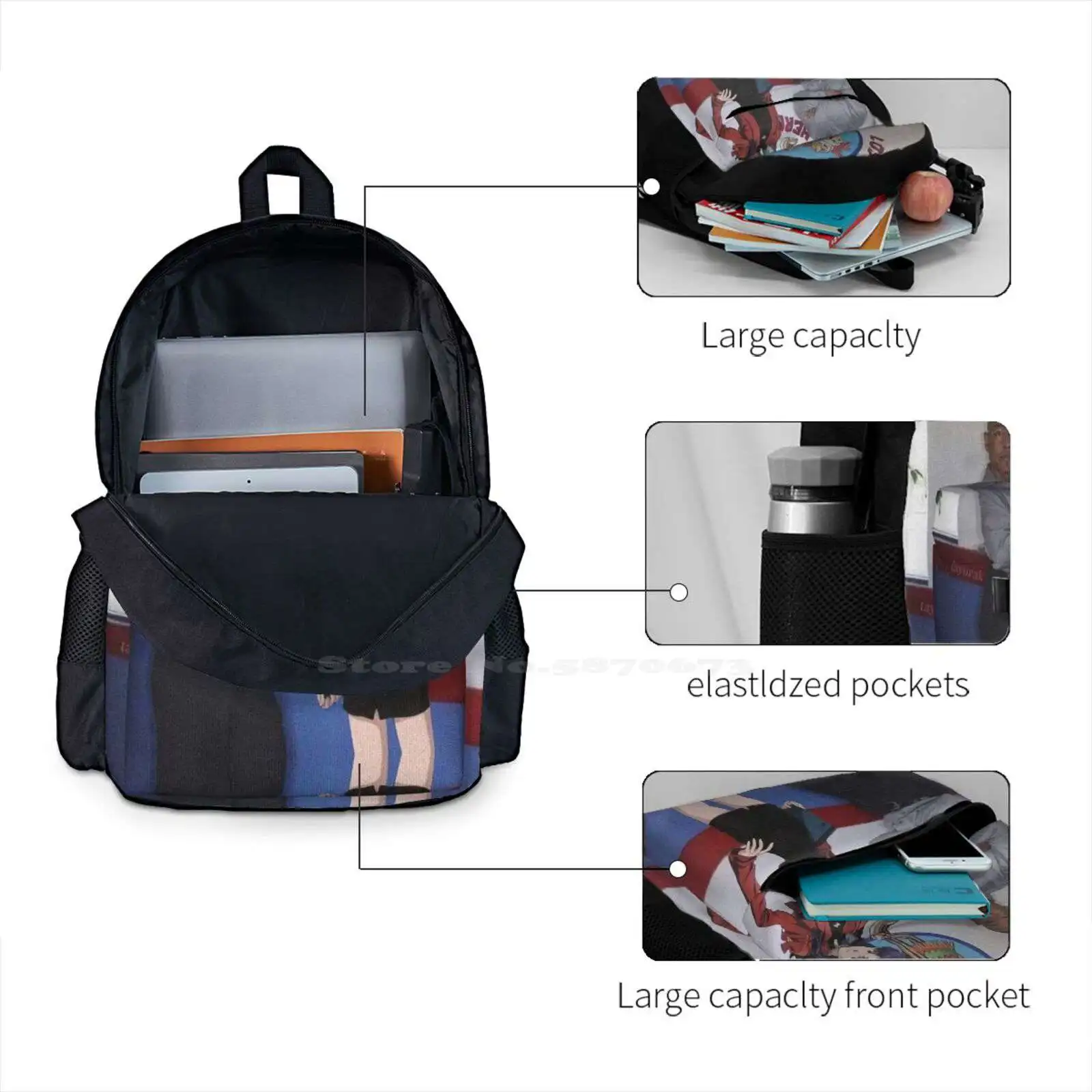 Gus And Misato Hot Sale Schoolbag Backpack Fashion Bags Better Call Saul Gus Fring Walter White Saul Goodman Anime Memes Film image 4