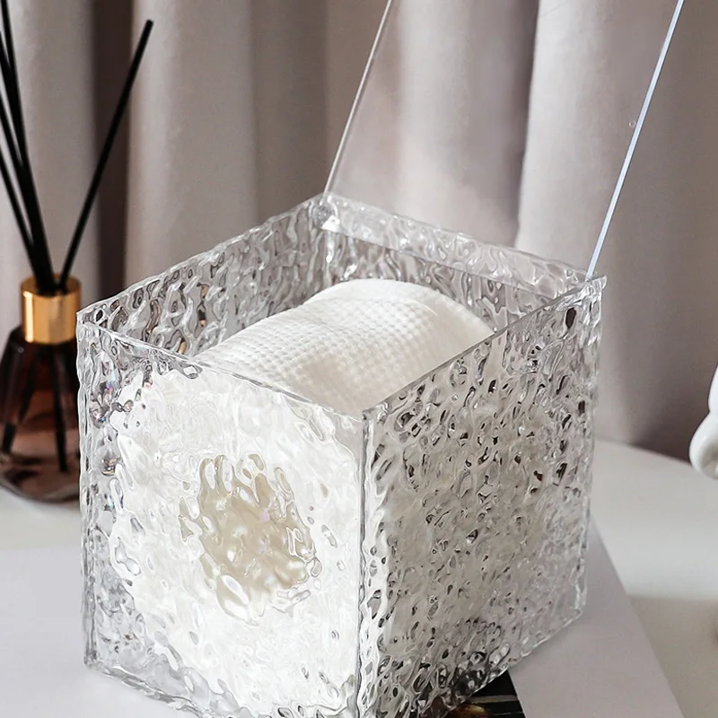 Water Ripple Tissue Box Clear Plastic Tissue Storage Box Living Room Desktop Tissue Box Home Hand Wiping Paper Toilet Paper Box