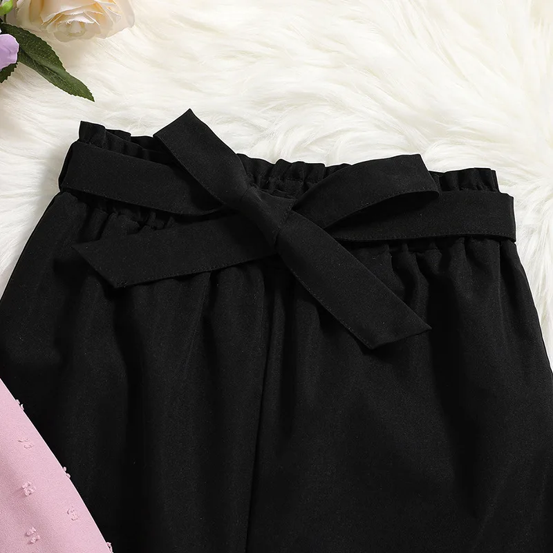 Kids Casual Clothing Sets Outfits for Girls Spring Autumn New Children Fashion Long Sleeve Shirts Tops Black Pants 7-14Y