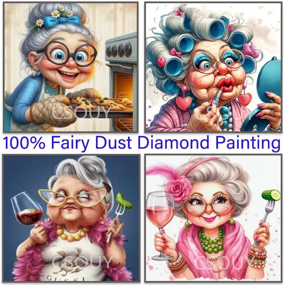 

Makeup Grandma100% Full Square Fairy Dust Stones Carystal,Diamond Painting With Rhinestones, Cross Stitch,Mosaic Embroidery, Dri