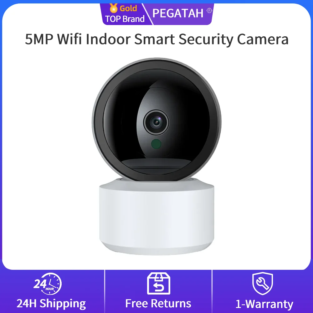 

PEGATAH 5MP Wi-Fi внутренняя интеллектуальная камера безопасности для радионяни, камера для собак, 4,0-кратный зум, сверхдлинное ИК-видение, расстояние O-Kam, приложение