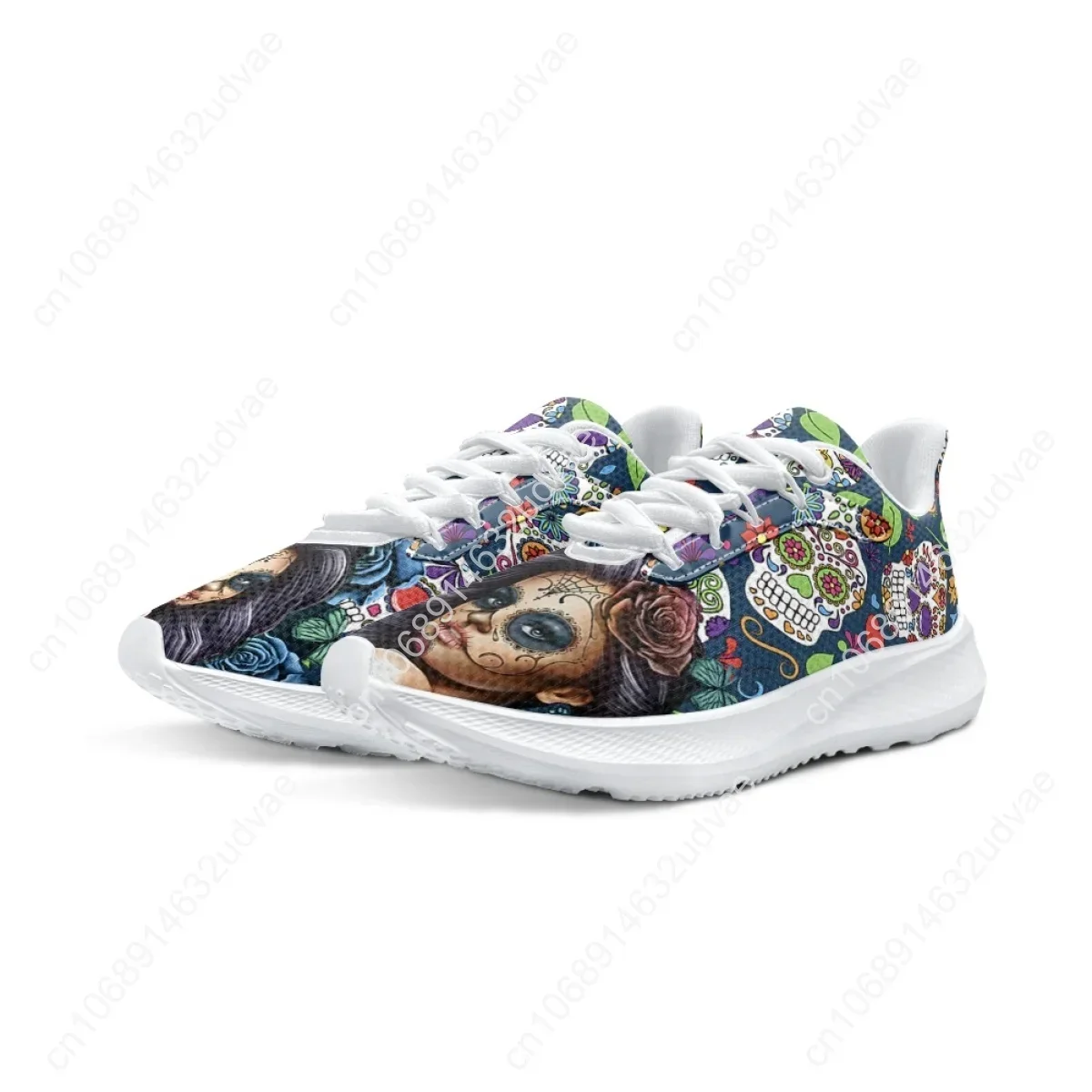 Sneakers for Teen Girls The Day of The Dead Skull Print Dirty-Resistant Non-Slip Running Shoes Lady Tennis Shoe Halloween Gift