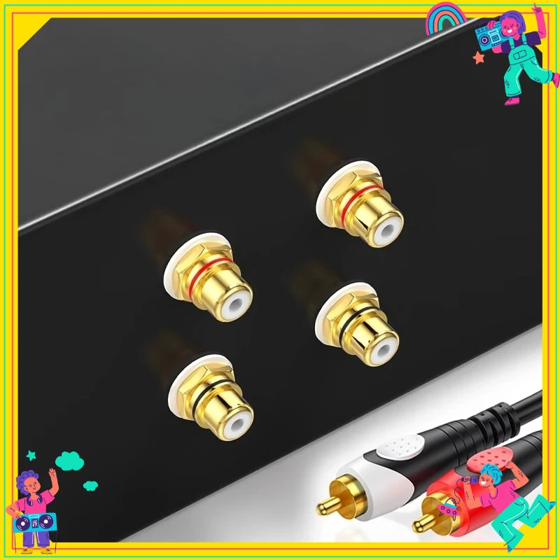 

2/4PCS RCA Female Socket Lotus Connector Chassis Panel Mount Adapter Audio Terminal Plug 3.5mm AV Plug Gold Plated