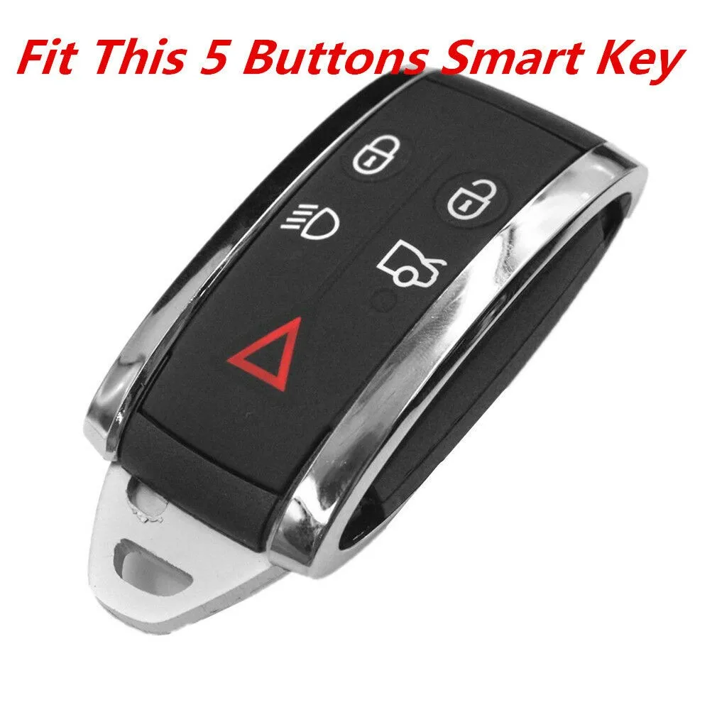 Accessories Key Case Black Key Chain Leather Remote Replacement Smart 5 Buttons Fob For JAGUAR XF XK XKR Durable