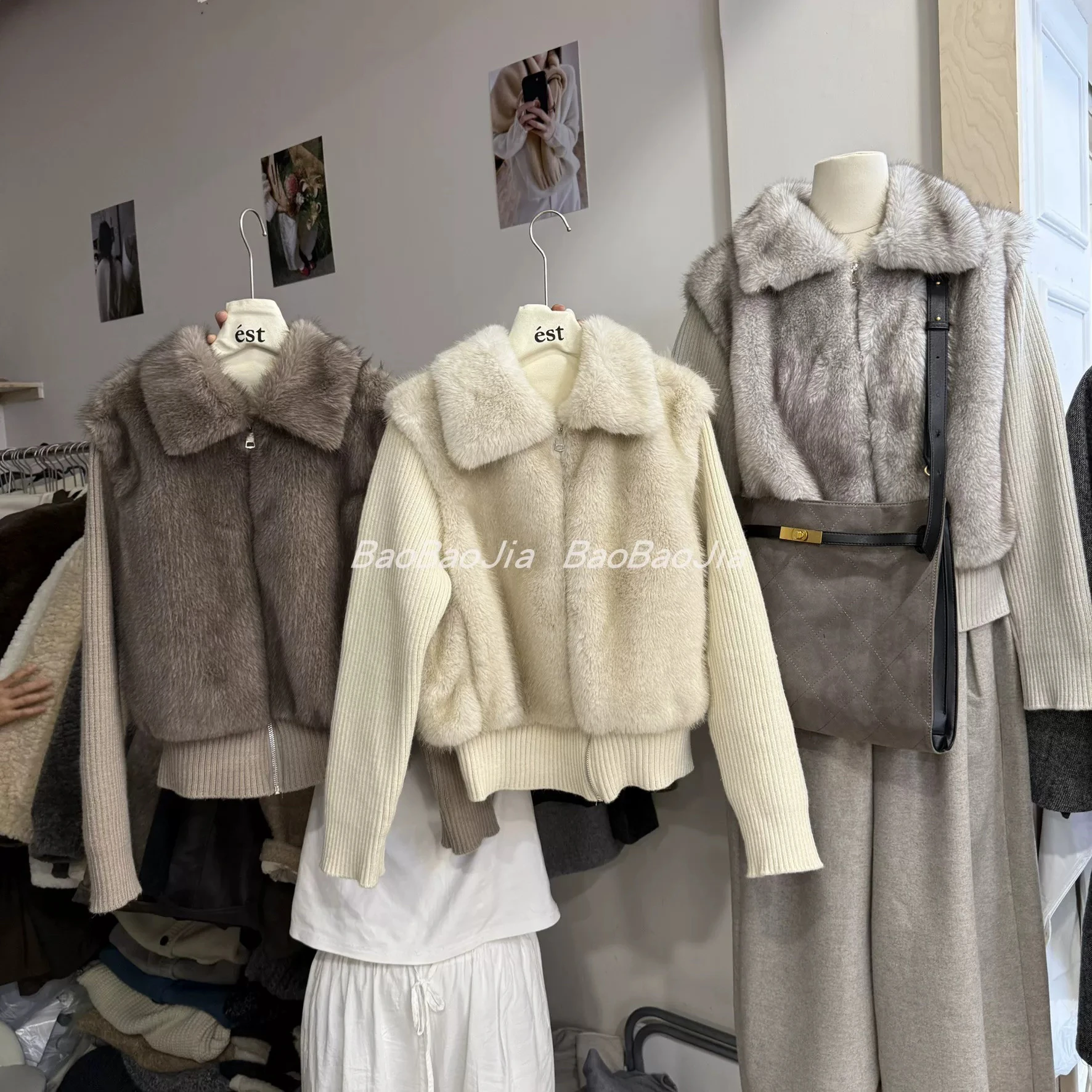 Fashionable Short Women's Jacket 2026 Winter New Arrival Casual Style Knitted Sleeve Detachable Thickened Polyester Fiber