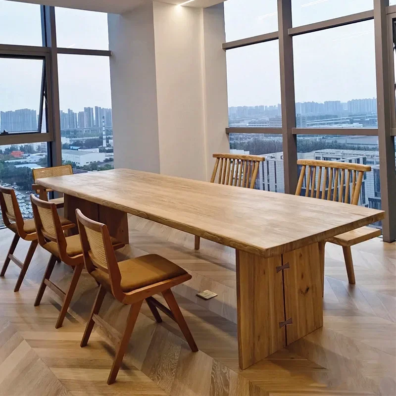 Table à manger de luxe en bois massif, lumière nordique, créativité personnalisée avec nœud, restaurant, maison, table de dîner