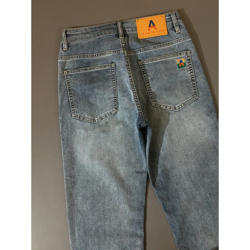 

Light luxury embroidered printed jeans, men's trendy small feet, 2025 spring/summer new casual slim fit pants