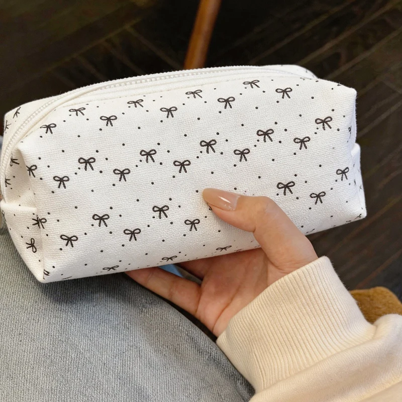 Large Capacity Pen Bag Pencil Pouch Bow Pattern Boxes Portable Stationery Organizer For Teen College Kids School Crafts Travel image 3