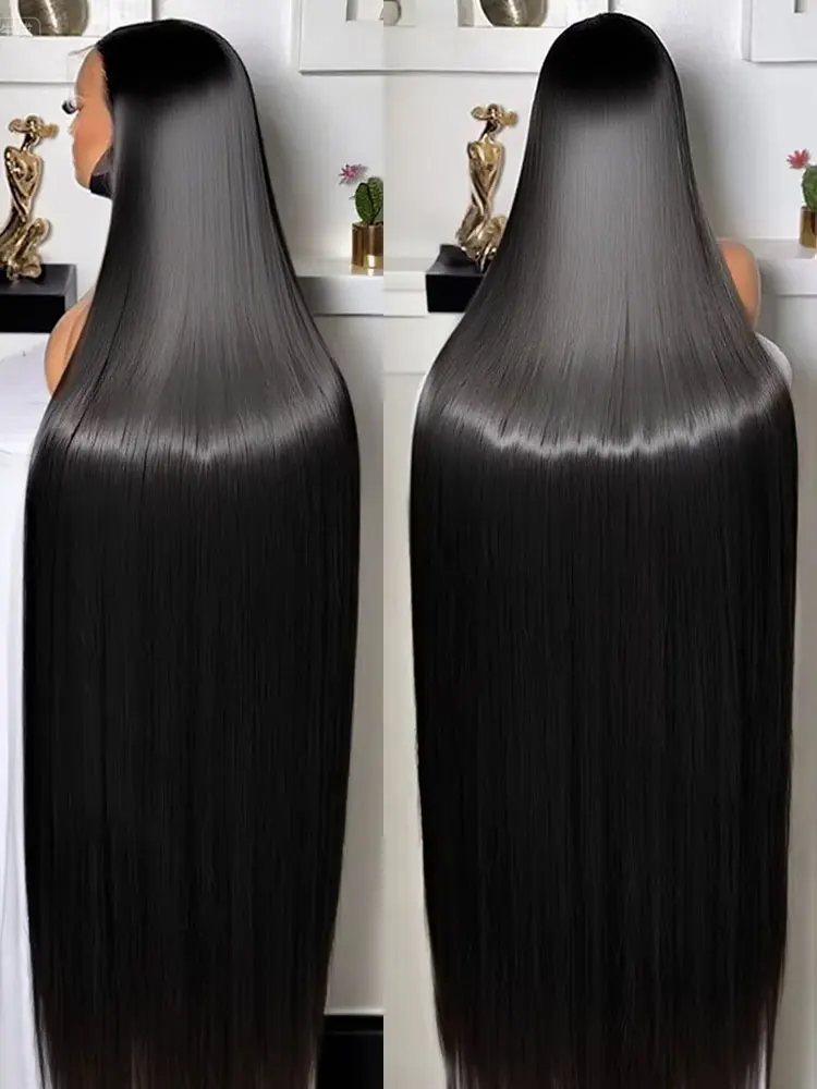 วิกผมหน้าผากแบบใส HD ขนาด 40 46 นิ้ว 13x4 13x6 ผมตรงแบบ Bone Straight ความหนาแน่น 300% วิกผมแท้แบบเต็มศีรษะ 360 สำหรับผู้หญิง