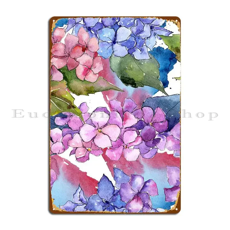 Hydrangea Pattern 26 Metal Plaque Poster Character Living Room Party Designing Cinema Tin Sign Poster