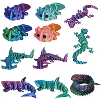 3D Printed Animals Toy Multi-joint Movable Lizard Gecko Crocodile Shark Newt  Fidget Toy Autism Stress Relief Toys Table Decor