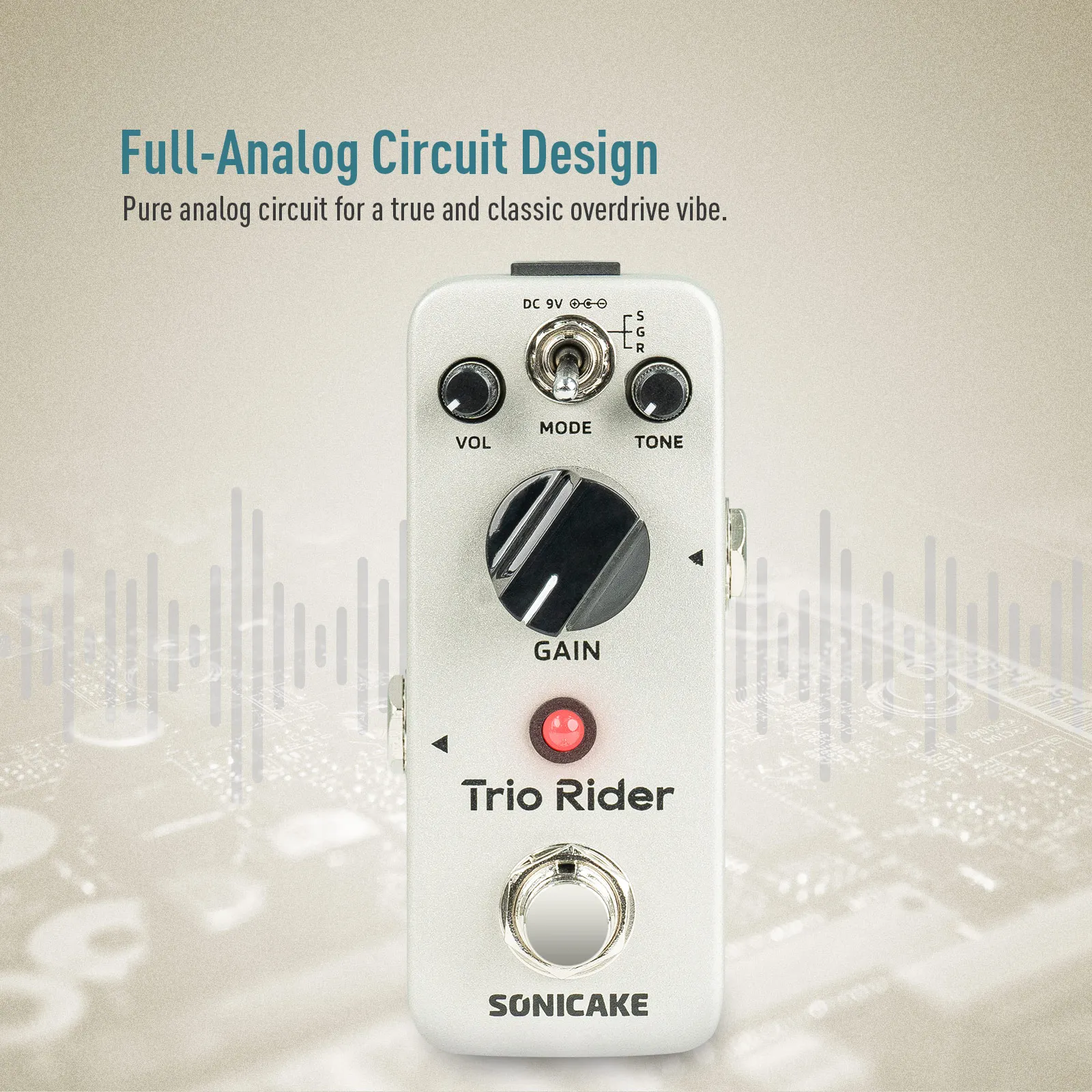 SONICAKE Trio Rider Overdrive Guitar Effects Pedal Centaur Style Classic Overdrive Buffered Bypass QSS-26