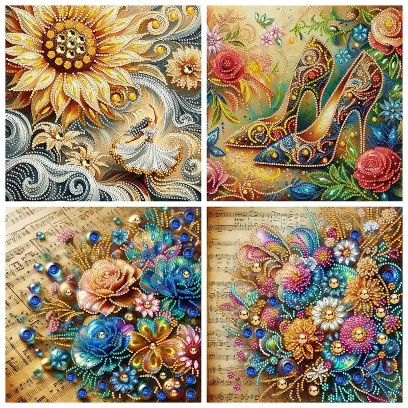 

PhotoCustom Diy 5d Flower Picture Special Shape Diamond Painting Mosaic Making Craft, Suitable For Home Wall Decor Art