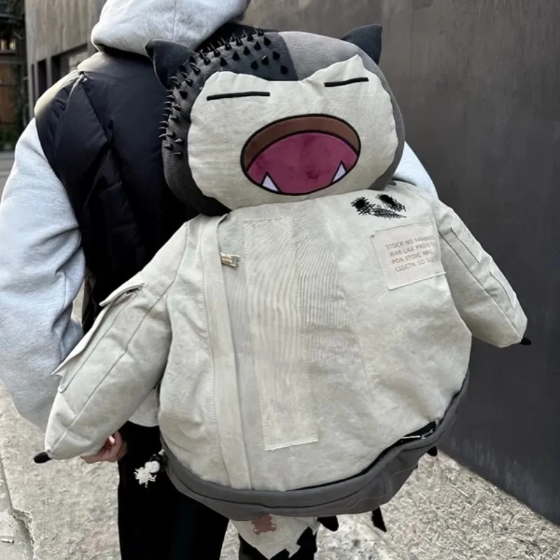 Cartoon Monster Canvas Backpack para homens e mulheres, Anime Cosplay Costumes, Cool Rivet Props, Doll Knapsack, Fashion Packsack