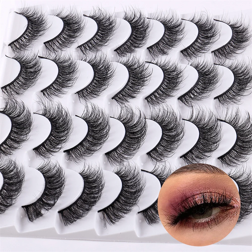 1~5PAIRS Hypoallergenic False Eyelashes Plastic Cotton Stem Style Thick Curl Eyelashes Eyes Would Look Bigger