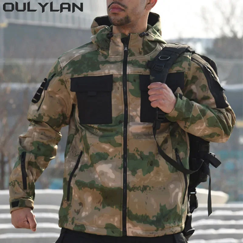 Outdoor Polar Training Jacket Hunting Clothes Fleece Coat Winter Warm Long Splicing Pockets Uniform Clothing