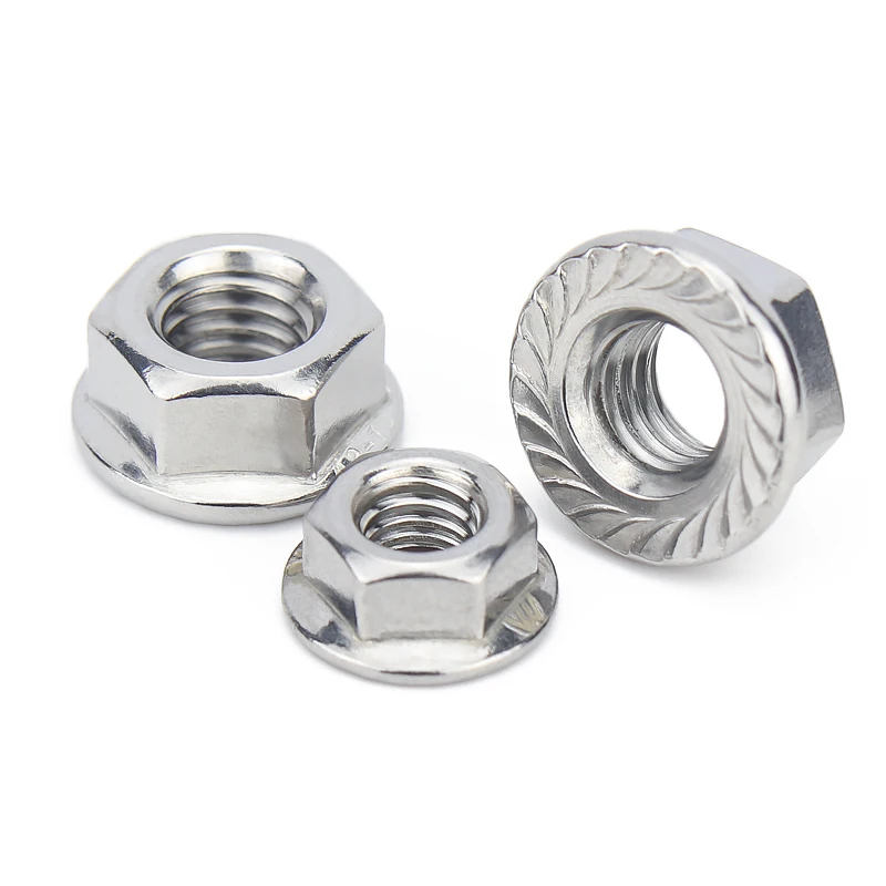 2/25X M3 M4 M5 M6 M8 M10 M12 High Quality Stainless Steel Hexagon Hex Head Serrated Spinlock Flange Nut Locknut Lock Nut DIN6923 image 3