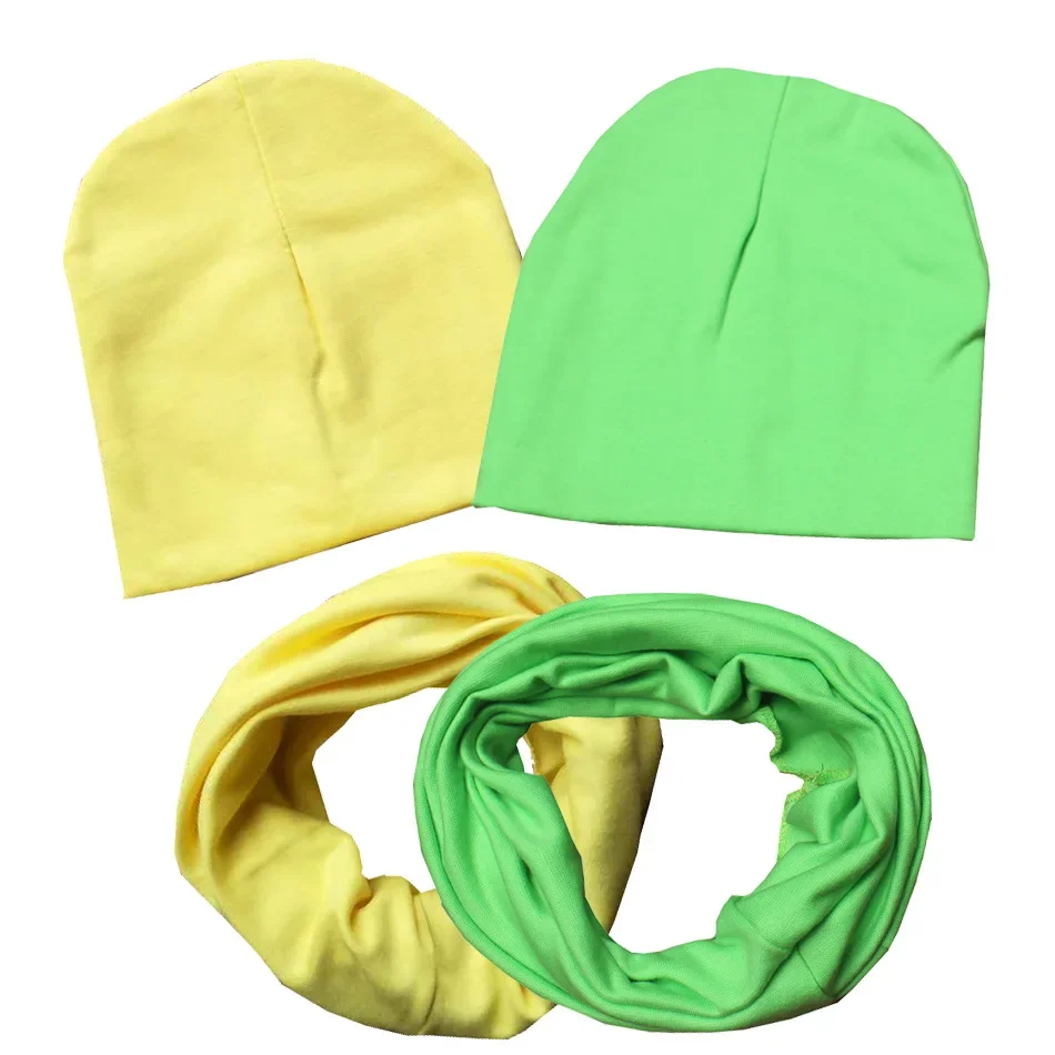 2 Pcs Baby Hat Scarf Set Solid Color Kids Beanie Cap Warm Boy Girl Spring Autumn Winter Hats Infant Toddler Bonnet Accessories