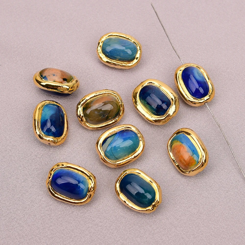 

APDGG 10 Pcs Natural Blue Interstellar Ocean Agate Drum-shaped Spacer Beads For Jewelry Making DIY