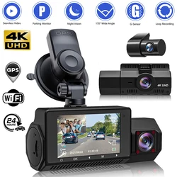 Dash Cam 4k Kamera für Auto Dashcam GPS WiFi 24h Park monitor Nachtsicht DVR vorne und hinten 3 dvrs Kamera Video Registrator