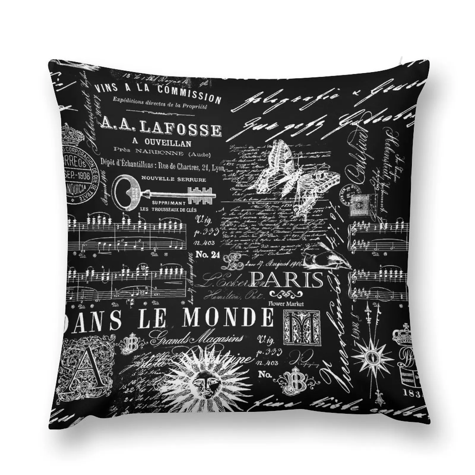 

Black And White Vintage Handlettering And Ornaments Script Pattern Throw Pillow Pillowcase Pillows Aesthetic pillow