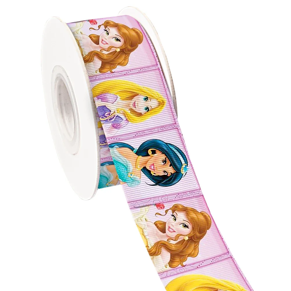 Disney Princess Snow White Aurora Mulan Tiana Printed Grosgrain Satin Ribbon For Cheer Bows DIY Craft Supplies Cartoon 10 Yards