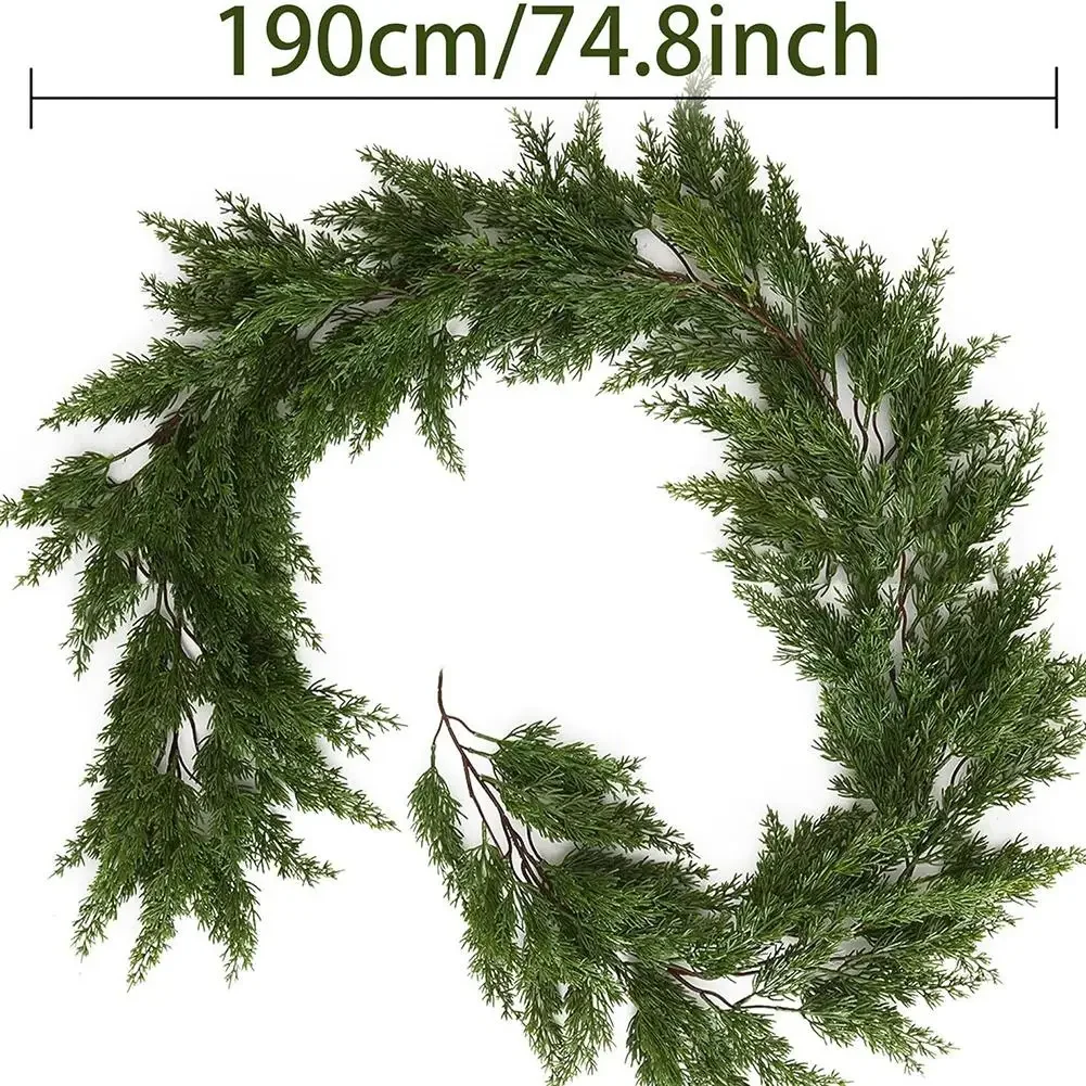 190cm Artificial Pine Greenery Garlands For Christmas Mantle Fireplace Table Xmas Ornament Festival Party Home Decor