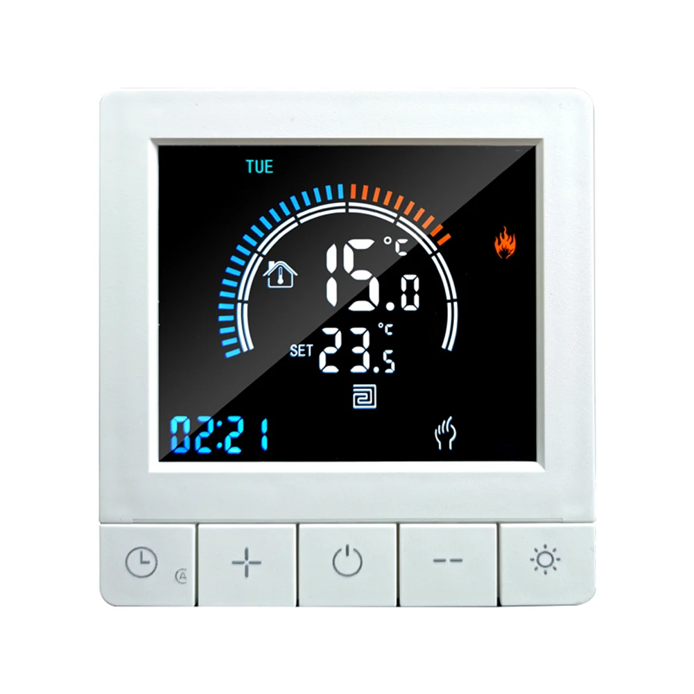 

White Floor Heating Controller Easy Wall Mounting Input Voltage 90-240V AC LCD Display Screen Load Current 3A 16A