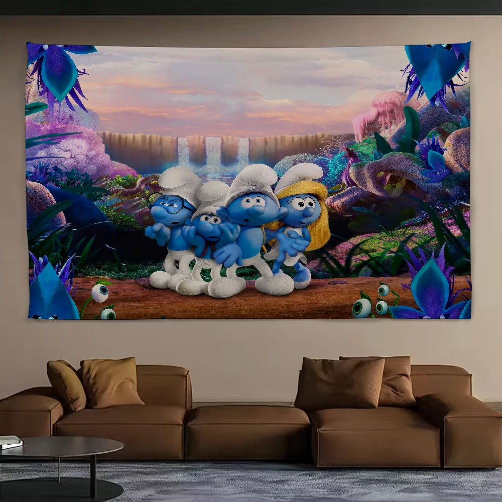 لافتة علم الرسوم المتحركة S-smurfs لتزيين حفلات النزهات الخارجية معلقة لحفلات التخييم المنزلية #2