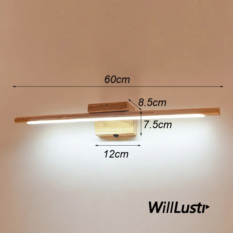 

LED Acrylic Wall Lamp Creative Wooden Sconce Hotel Bedroom Mirror Bathroom Dressing Table Wood Vanity Lighting