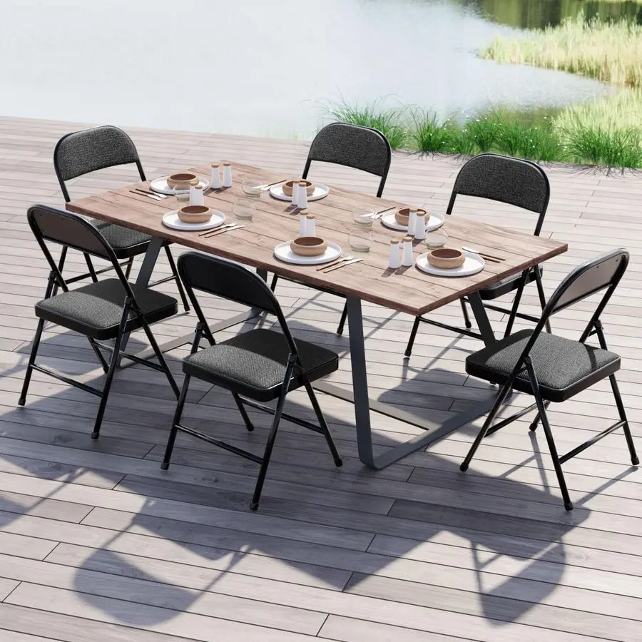 4er-Pack Klappstühle, Stoff-Esszimmerstuhl-Set mit gepolstertem Kissen und Rückenlehne, Sitz für drinnen und draußen für Home-Office-Events, Hochzeit P