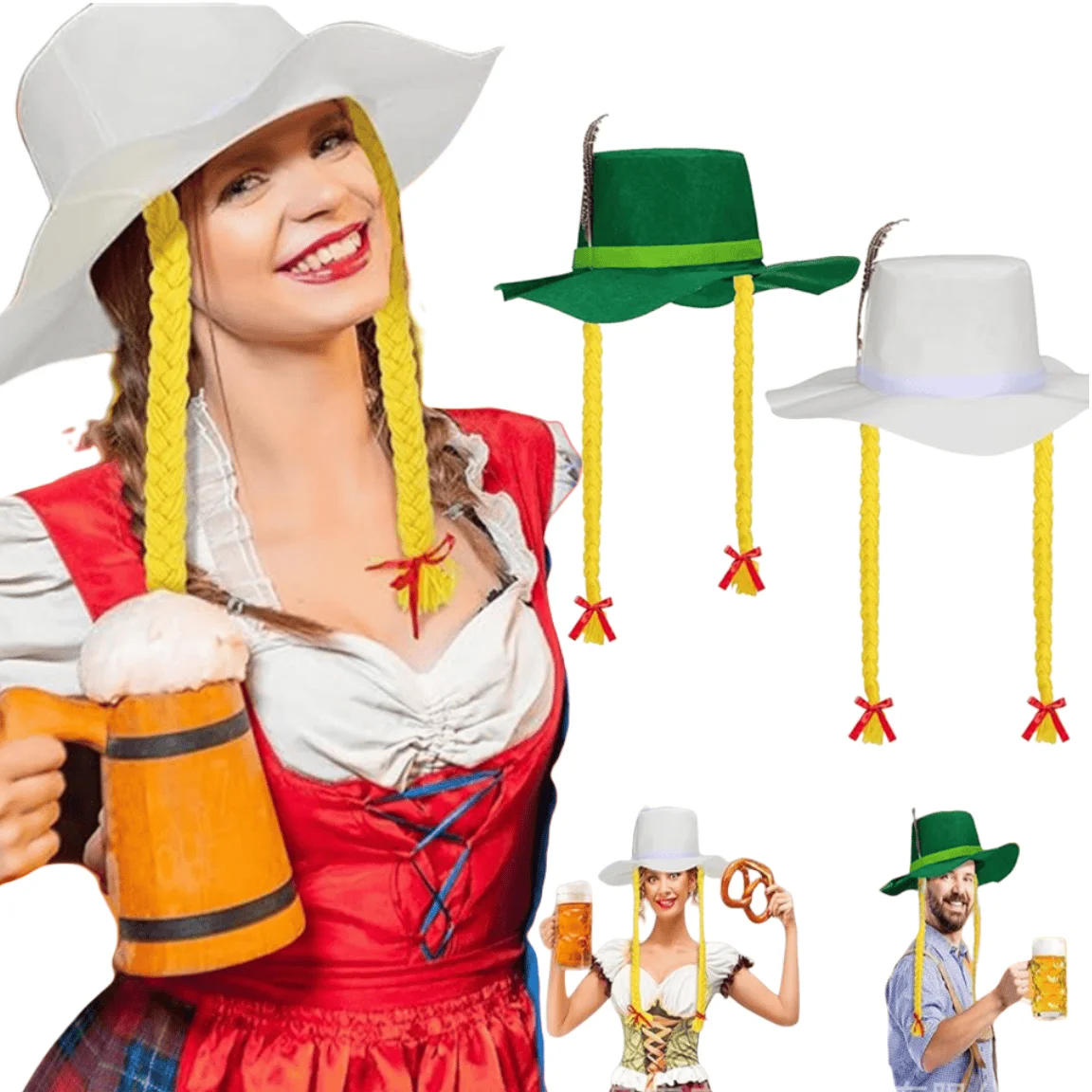 

Munich Oktoberfest Braided Hat with Felt Top in German Style