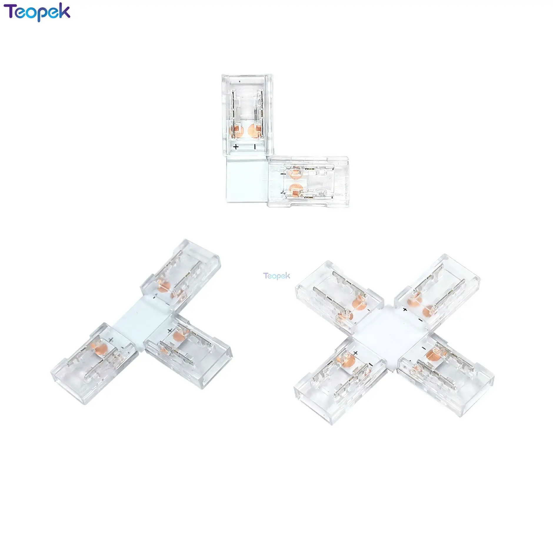 5pcs 8mm 10mm FOCB Connector 2 PIN L T X Shape Quick Splitter PCB Connector for 8mm 10mm PCB COB LED Strip No soldering