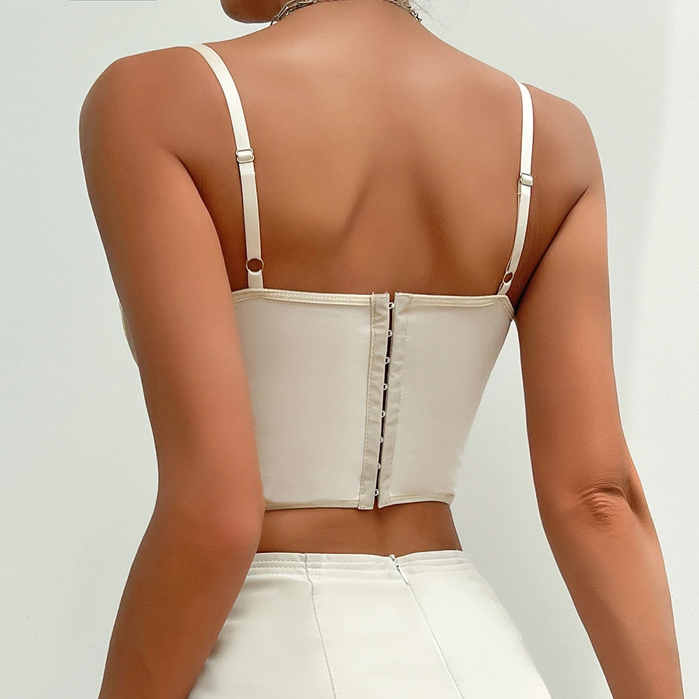 Sexy Street Style Pearl Strap Lace Camisole Top for Women Nightclub Party Bodysuit Tank Crops Tops Bustier Shapewear