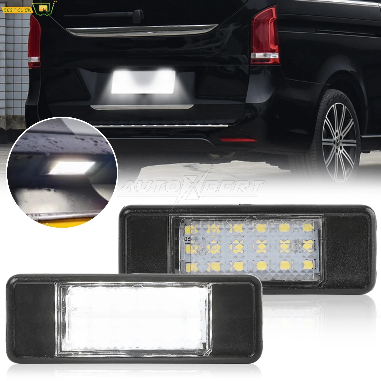 2X LED Rear Number Plate Light For Benz Vito Viano W639 2003-2014 Sprinter W906 2006-2018 License Plate Light Xenon White CANBUS