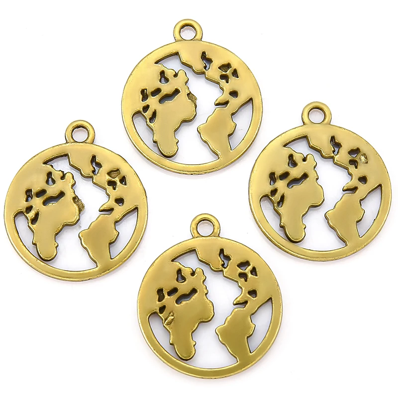 10pcs Charms Earth World Map Pendants Antique Jewelry Making DIY Handmade Craft 21x18mm L111