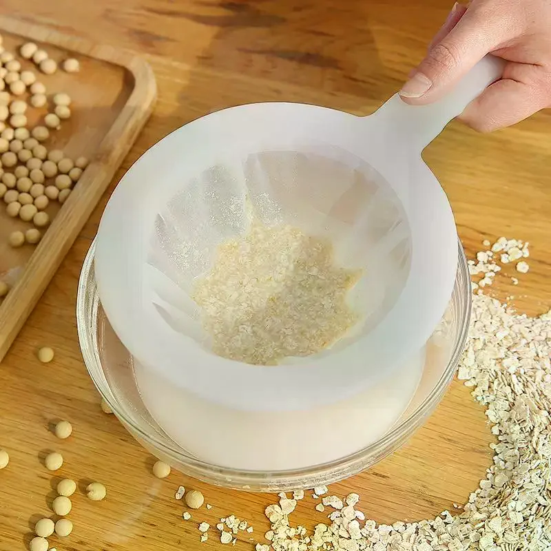 1Pcs Fine Mesh Food Strainer With Handle And Effective Residue Filtration For Homemade Soy Milk Juice Oat Milk Home Kitchen Use