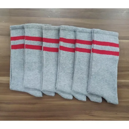 Erceys Male 6'lı College Stripe Pattern Cotton Sports Socks