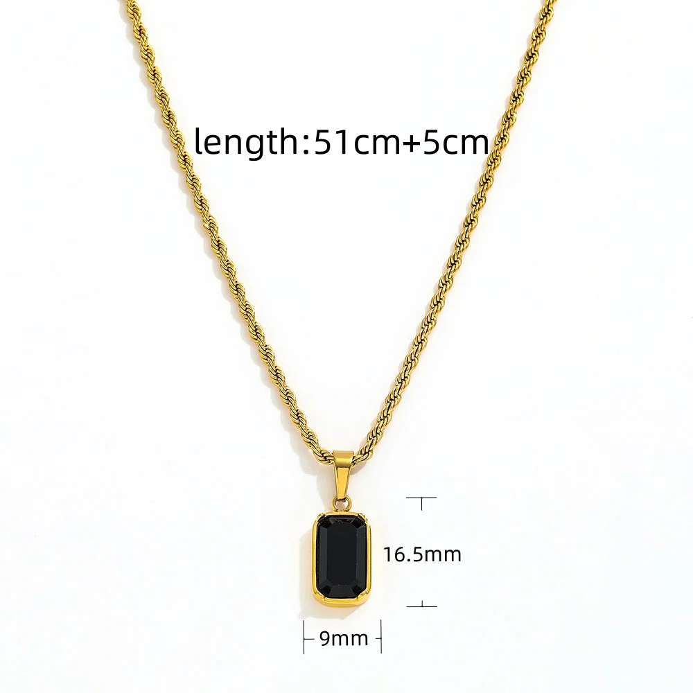 

Casual Mens Geometric Square Necklaces,Black Enamel Rectangle Pendant with Rope Box Long Chain Collar,Stylish Jewelry Gifts