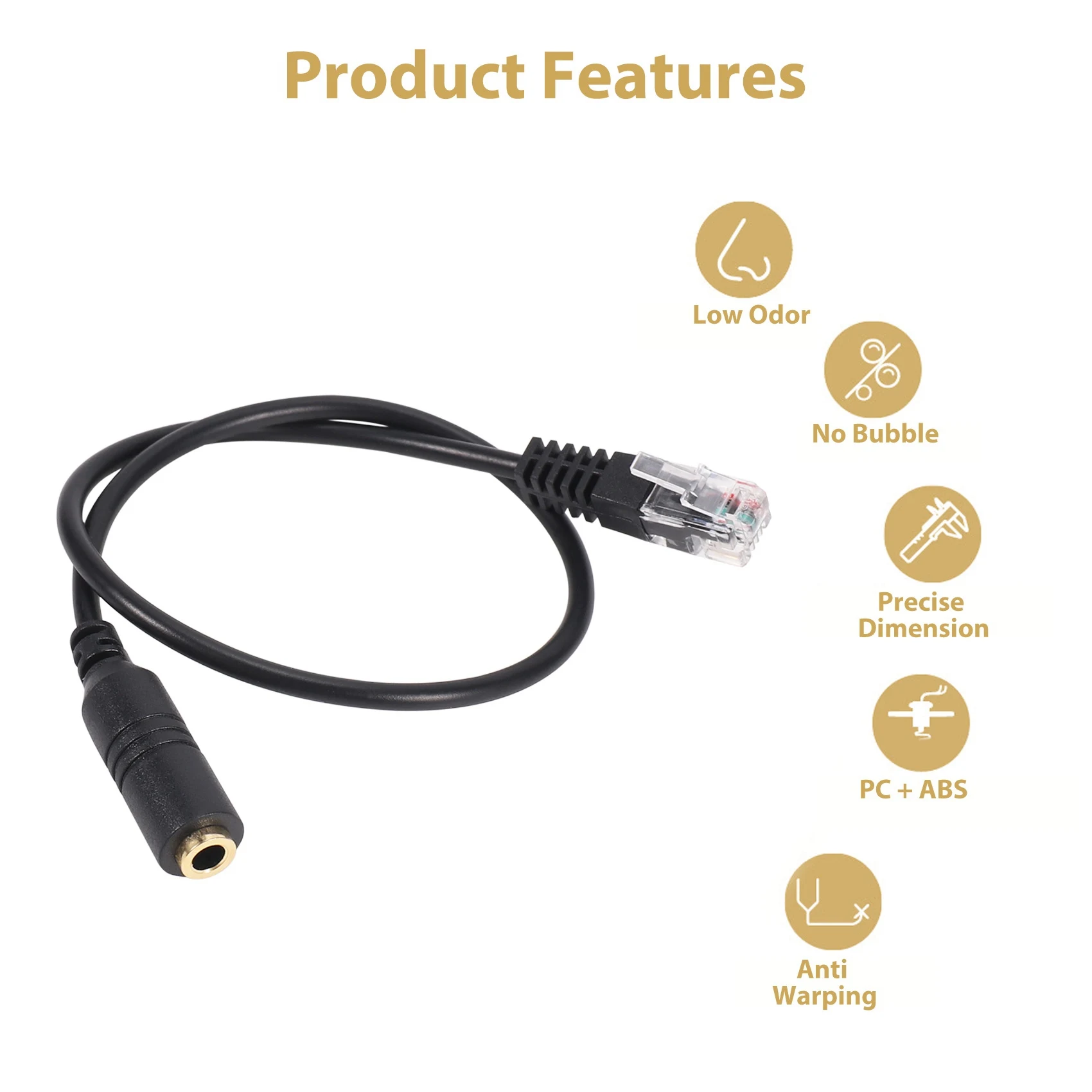 2pc 3.5mm Stereo Audio Headset to Cisco Jack Female to Male RJ9 Plug Adapter Converter Cable Cord