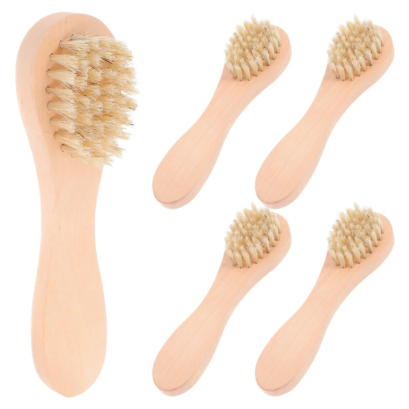 5Pcs Supple Fiber Wood Facial Brush Deep Cleansing Tool for Pore Unclogging Dead Skin Removal Face Scrubber Women Home Skincare