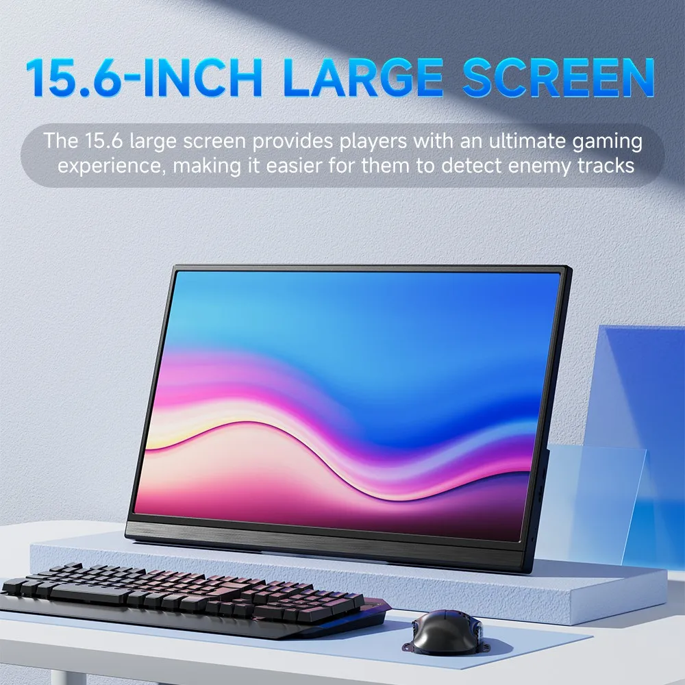 MUCAI 15.6 Inch FHD 1080P Portable Monitor Travel Gaming IPS Second Monitor External for PC Laptop Mac Switch Xbox Ps4