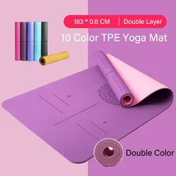 TPE Yoga 6mm Double Sided Mat Non-Slip Sport Carpet Pad With Position Line For Fitness Gymnastics and Pilates Woman Yoga Mat