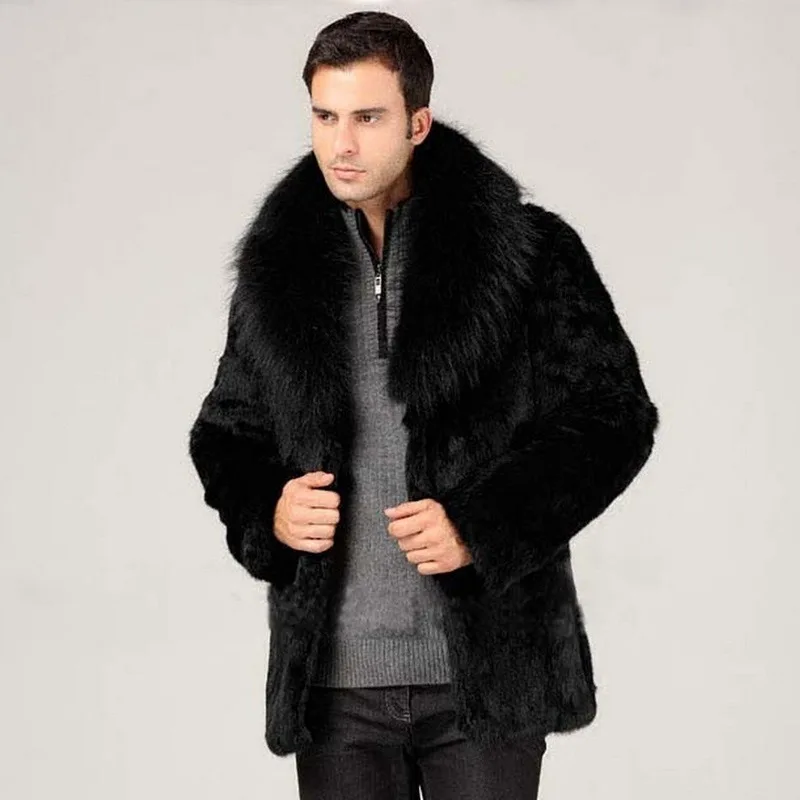 

Male New Design Sense Warm Winter Thickened Coat Commuting Slim Environmental Mink Hair Big Hair Collar Personalized Jacket Fox