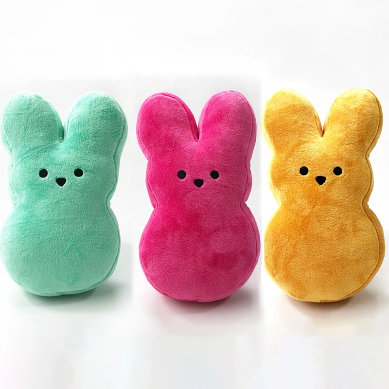 6pcs Easter Peeps Bunny Plush Toy Hand Figure Ornament Doll rabbit kids Gift Short Plush PP Cotton