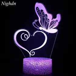 Nighdn Butterfly Night Light for Kids Room 7 Color Changing Illusion Acrylic Lamp Decoration Bedroom Creative Birthday Gift