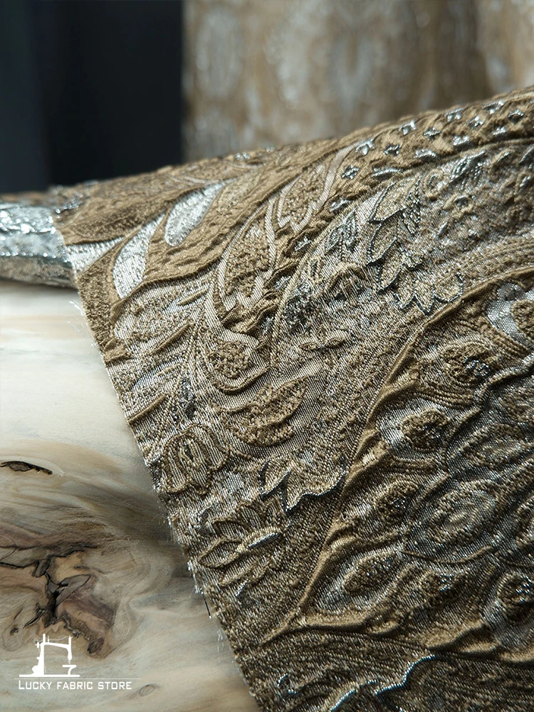 Resplendent palace style, European bright silk blend, three-dimensional texture, embossed jacquard fabric, jacket, designer fabr