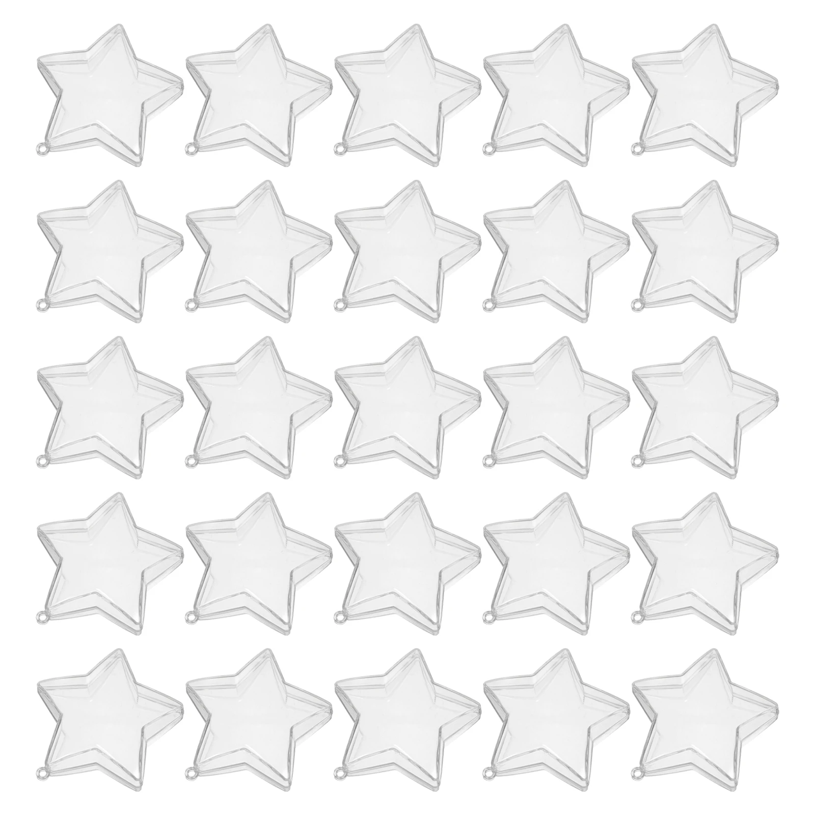 

25Pcs Transparent Star Candy Box Hanging Ornament Plastic Fillable Baubles Star Shaped Holiday Party Favor Container