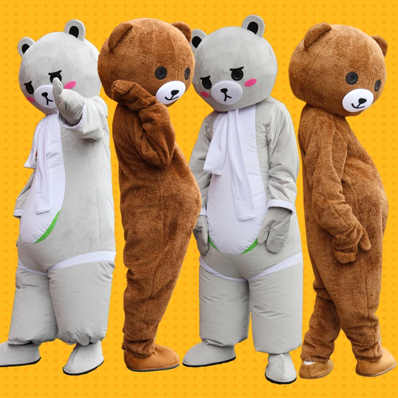 Air-conditioned internet celebrity pulling bear cartoon doll clothing promotion, funny head cover, adult doll clothing set